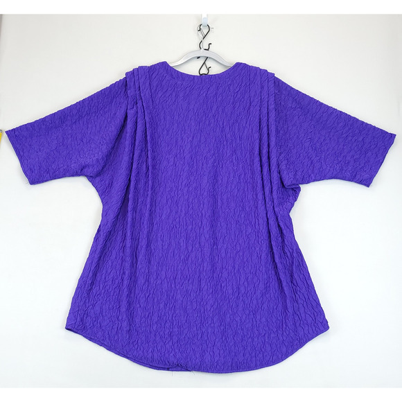 Riccardo E Barone Purple Crinkle Tunic Top Button Women 22 Dolman Short Sleeve - Picture 3 of 11